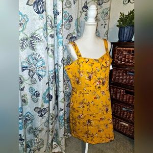 No Boundaries juniors XXL yellow with floral print mini dress.
